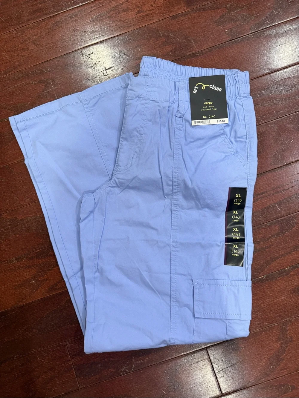 Art Class Girls Straight Leg Cargo Pant XL 14 Light Blue